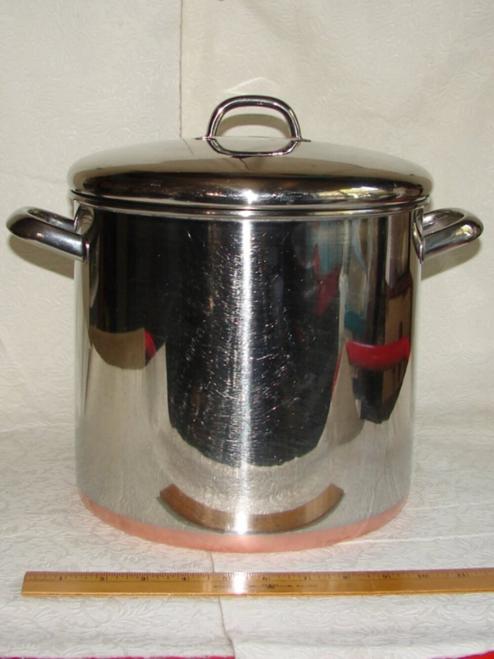 Vintage Revere Ware 12 Qt STOCK POT & LID, Copper Bottom, Clinton ILL USA, 1993